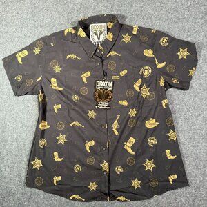 Dixxon Flannel Company The 1876 Party Shirt Button Down Womens Size 2X NWT Black